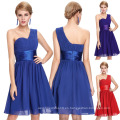 Grace Karin nuevo modelo Niza un hombro gasa corto azul vestido de baile patrones CL4106-3 #